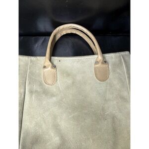 Vintage Suede Tote Bag Leather Handles — Brookstone
